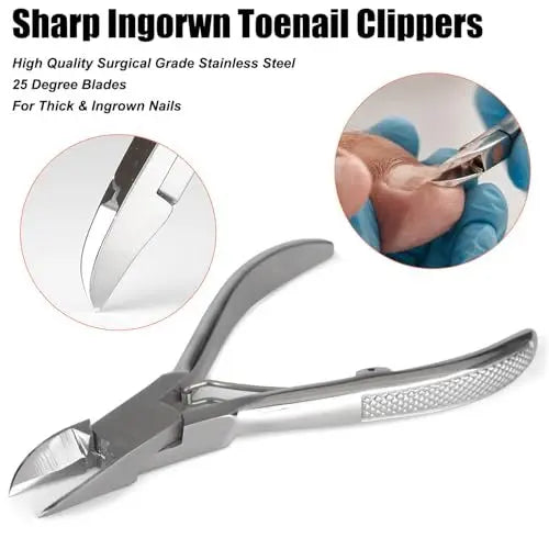 Podiatrist Toenail Clippers - Super Sharp & Wear-Resistant Stainless Steel for Thick & Ingrown Nails, Curved Blade for Men, Women, Seniors Avelisse