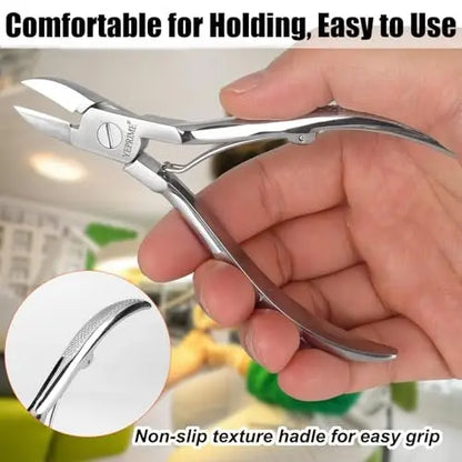 Podiatrist Toenail Clippers - Super Sharp & Wear-Resistant Stainless Steel for Thick & Ingrown Nails, Curved Blade for Men, Women, Seniors Avelisse