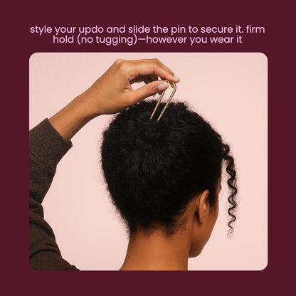 Cobana French Hair Pin – 5'' Gold Metal Pin for Buns, Twists & Updos – Secure Hold for Medium to Thick Hair – Lightweight Styling Accessory for Women