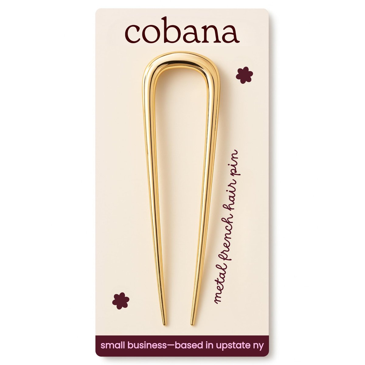 Cobana French Hair Pin – 5'' Gold Metal Pin for Buns, Twists & Updos – Secure Hold for Medium to Thick Hair – Lightweight Styling Accessory for Women - görsel 1