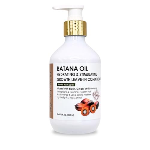 By Natures Batana Oil Hydrating & Stimulating Growth Leave-In Conditioner - Infused with Biotin, Ginger & Rosemary, 12 fl oz Avelisse