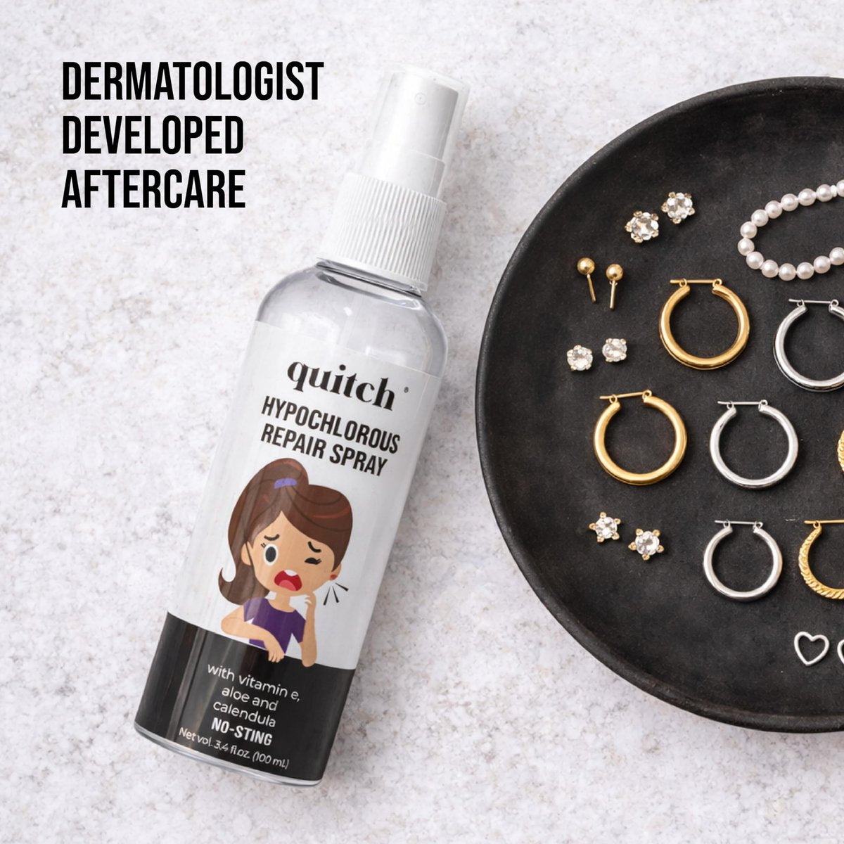 Quitch Piercing Aftercare Spray – Hypochlorous Acid Soothing Cleanser for New & Healing Piercings (Ear, Cartilage, Nose, Body) - görsel 14