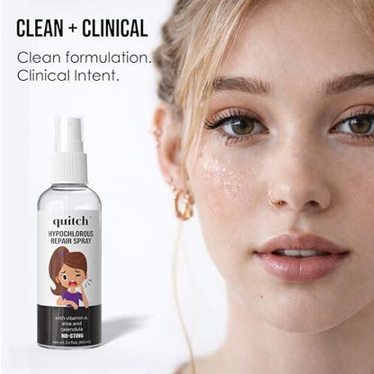 Quitch Piercing Aftercare Spray – Hypochlorous Acid Soothing Cleanser for New & Healing Piercings (Ear, Cartilage, Nose, Body)