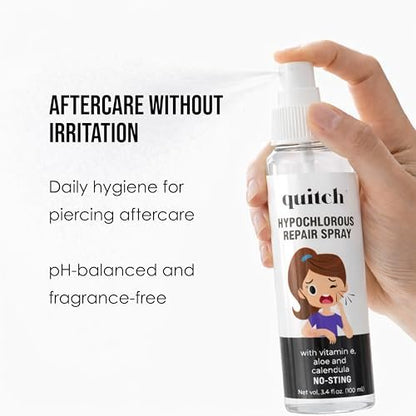 Quitch Piercing Aftercare Spray – Hypochlorous Acid Soothing Cleanser for New & Healing Piercings (Ear, Cartilage, Nose, Body)