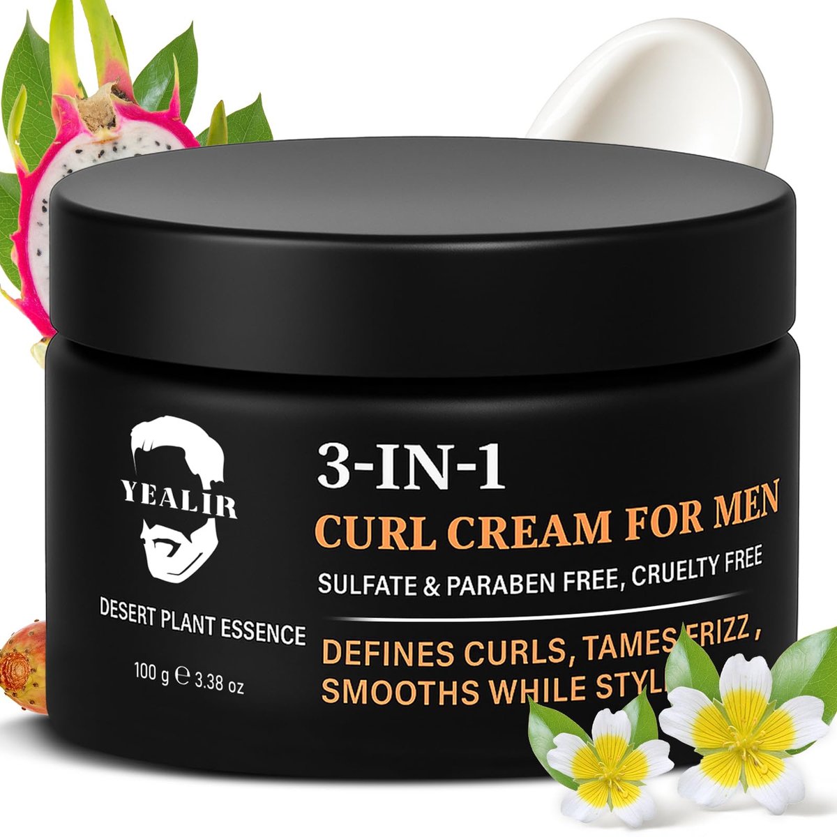 3-in-1 Curl Cream for Men – Defines Curls, Tames Frizz, Smooths & Texturizes Wavy Hair | Sulfate-Free | 3.38 oz - görsel 1
