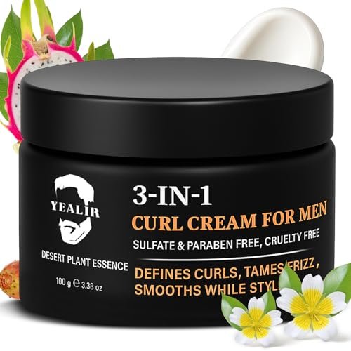 3-in-1 Curl Cream for Men – Defines Curls, Tames Frizz, Smooths & Texturizes Wavy Hair | Sulfate-Free | 3.38 oz - görsel 2