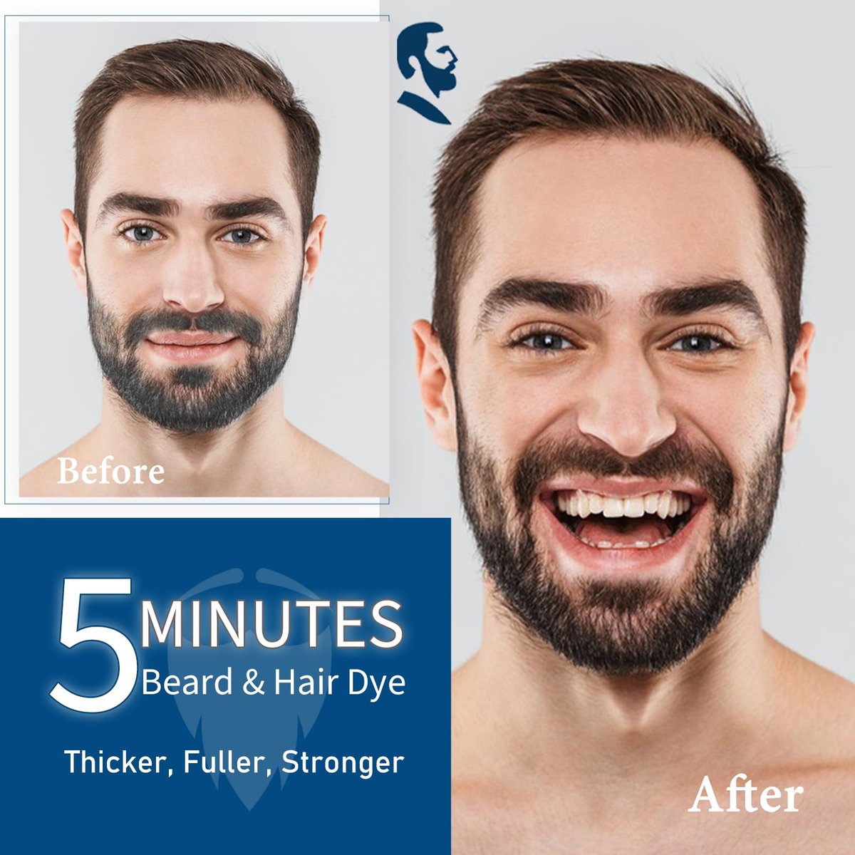 Men's Beard Dye for Men in 5 Minutes - Black Beard Dye Shampoo for Mustache 100% Gray Coverage, Root Touch Up, 3 in 1 Simpler Hair Color for Men, Long Lasting Color Shampoo for Facial Hair, 200 ml Avelisse