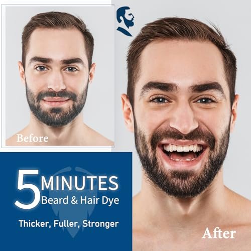Men's Beard Dye for Men in 5 Minutes - Black Beard Dye Shampoo for Mustache 100% Gray Coverage, Root Touch Up, 3 in 1 Simpler Hair Color for Men, Long Lasting Color Shampoo for Facial Hair, 200 ml Avelisse