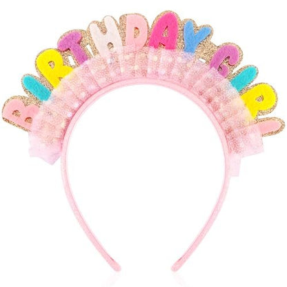 Vovii Birthday Girl Headband Princess Crown – Happy Birthday Hair Accessory for Women & Girls (Felt, Colorful)
