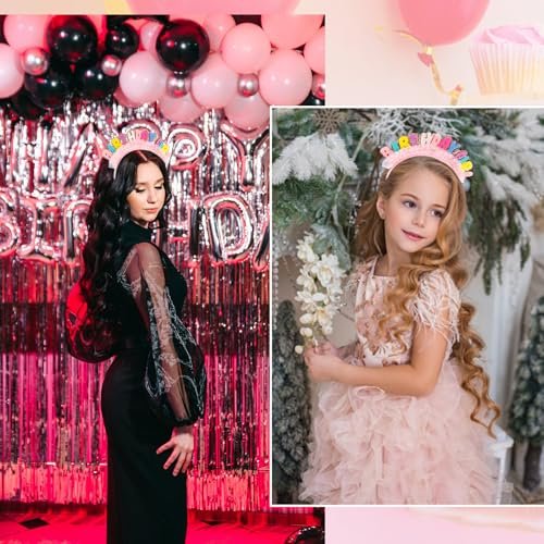 Vovii Birthday Girl Headband Princess Crown – Happy Birthday Hair Accessory for Women & Girls (Felt, Colorful) - görsel 9