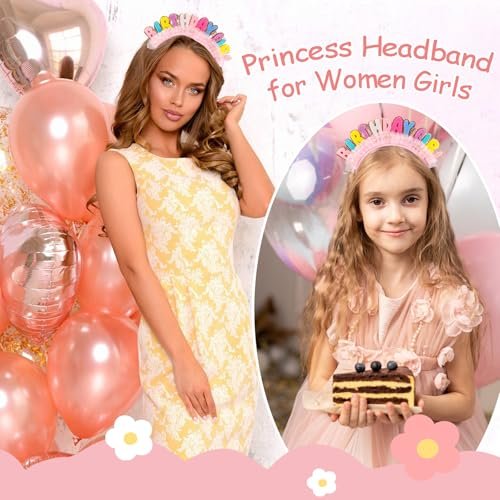 Vovii Birthday Girl Headband Princess Crown – Happy Birthday Hair Accessory for Women & Girls (Felt, Colorful) - görsel 7