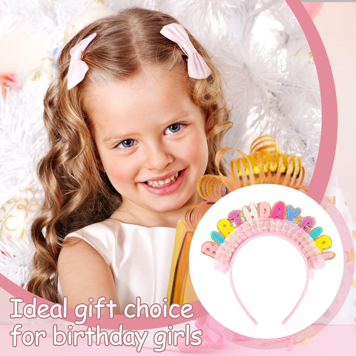 Vovii Birthday Girl Headband Princess Crown – Happy Birthday Hair Accessory for Women & Girls (Felt, Colorful) - görsel 12