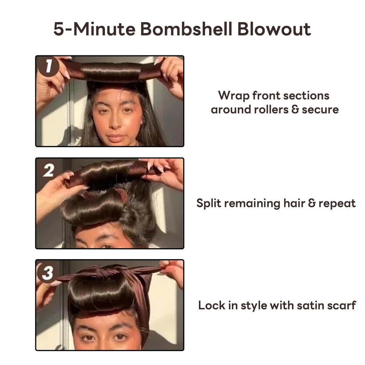 LERAO Heatless Curls Overnight - Velvet Heatless Curler Hair Overnight Blowout Rods for No Heat Curls (3 Pack) - görsel 7