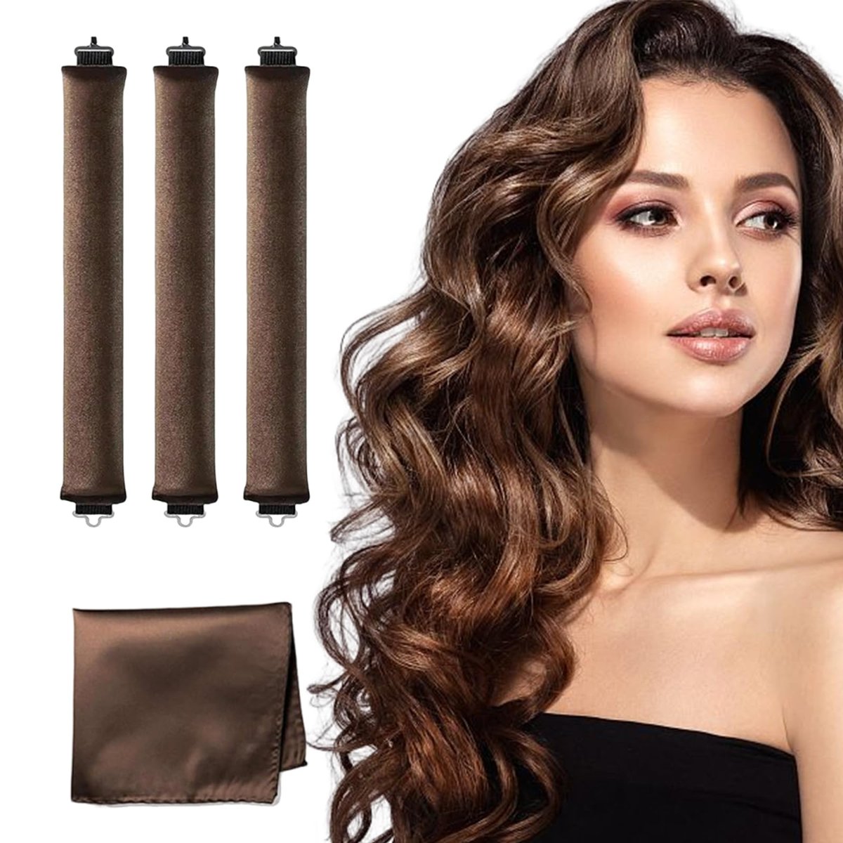 LERAO Heatless Curls Overnight - Velvet Heatless Curler Hair Overnight Blowout Rods for No Heat Curls (3 Pack) - görsel 1