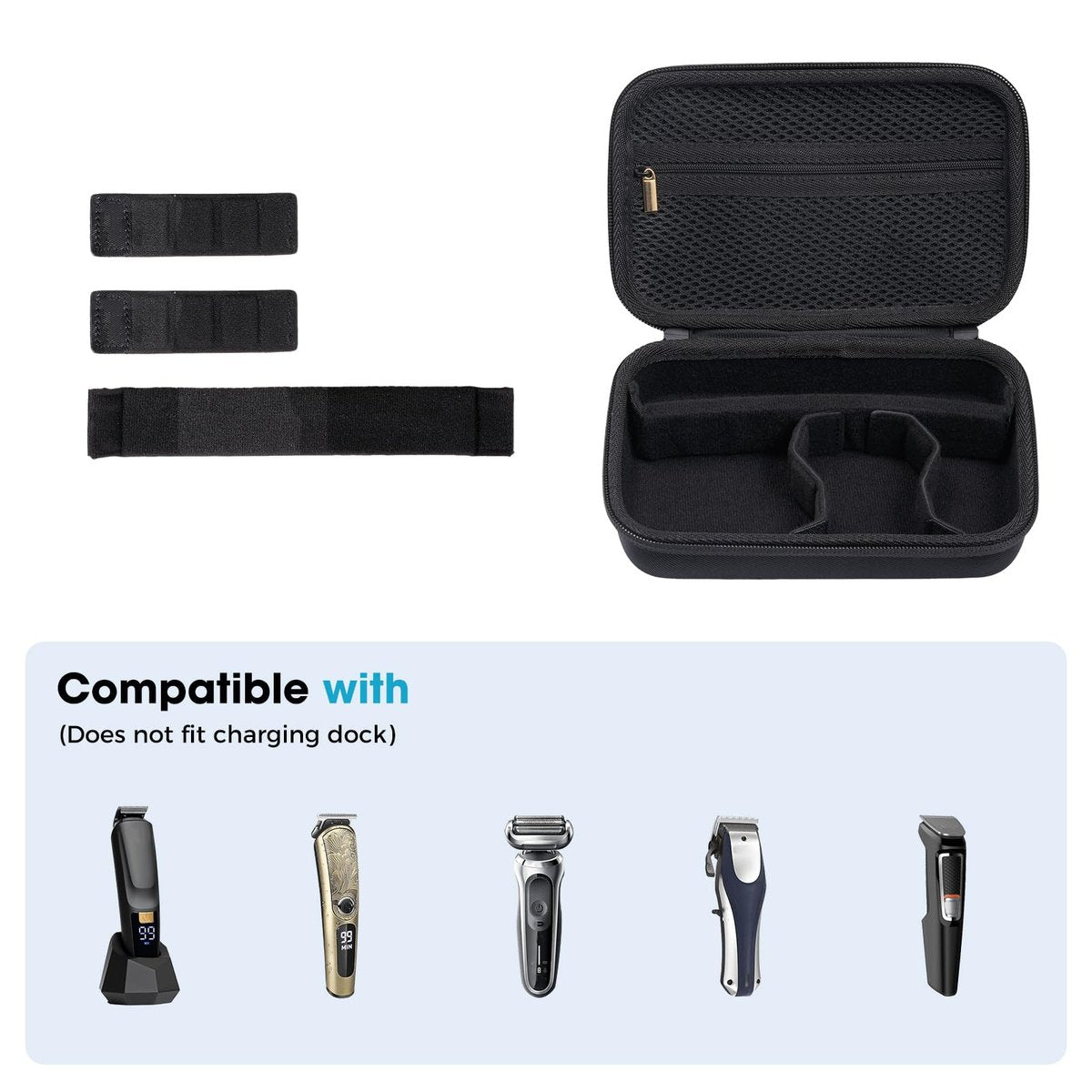 ProCase Hard EVA Travel Case for Electric Hair Clipper Trimmer, Protective Storage Organizer Bag for Beard/Body/Bikini Trimmer & Shaver - Black - görsel 5