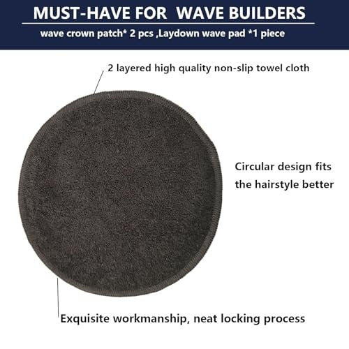 kep-Mve Crown Patch for Waves with Laydown 360 Wave Pad - Rapid Waver's Crown Compression Patches Hair Care Set for Black Men (Black, 2 Pack) - görsel 12