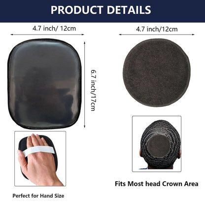 kep-Mve Crown Patch for Waves with Laydown 360 Wave Pad - Rapid Waver's Crown Compression Patches Hair Care Set for Black Men (Black, 2 Pack)