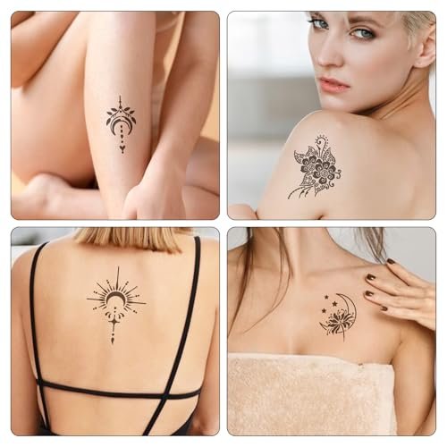 20 Sheets Temporary Tattoo Stencil Kit – Black Mehndi Templates for Kids, Teens & Adults | Body Paint & Real Tattoo Practice - görsel 15