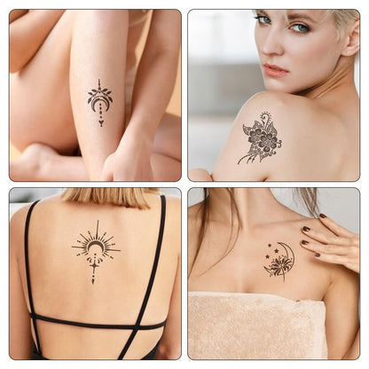 20 Sheets Temporary Tattoo Stencil Kit – Black Mehndi Templates for Kids, Teens & Adults | Body Paint & Real Tattoo Practice
