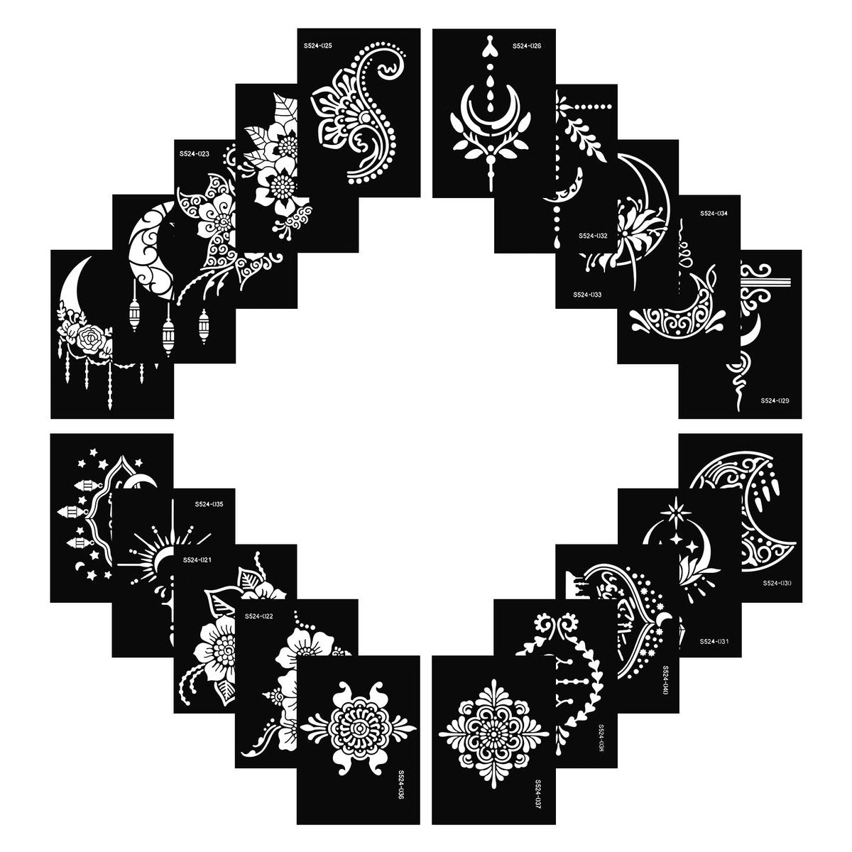 20 Sheets Temporary Tattoo Stencil Kit – Black Mehndi Templates for Kids, Teens & Adults | Body Paint & Real Tattoo Practice - görsel 4