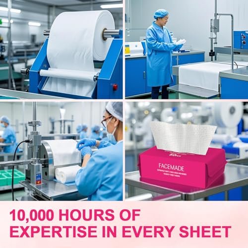 FACEMADE Ultra Thick Disposable Face Towels – 100 Count (2 Packs) – USDA Certified 100% Biobased Facial Towelettes for Makeup Remover & Skincare - görsel 14