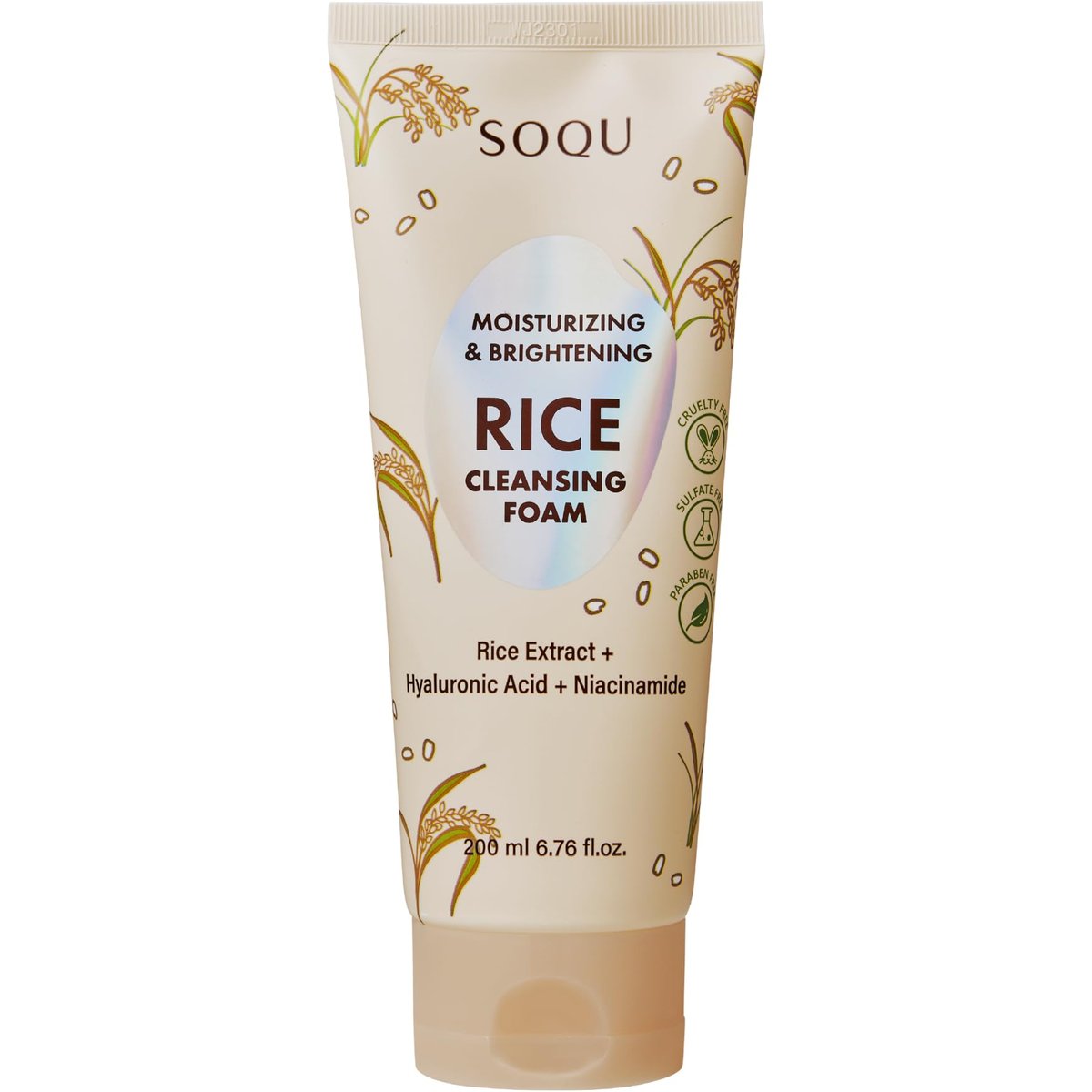 SOQU Rice Foam Cleanser with Niacinamide & Hyaluronic Acid – Gentle Korean Face Wash for Hydrating & Brightening – Made in Korea – 200ml - görsel 1