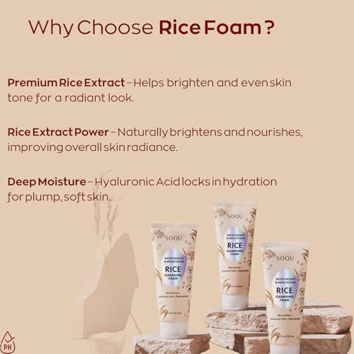 SOQU Rice Foam Cleanser with Niacinamide & Hyaluronic Acid – Gentle Korean Face Wash for Hydrating & Brightening – Made in Korea – 200ml - görsel 8