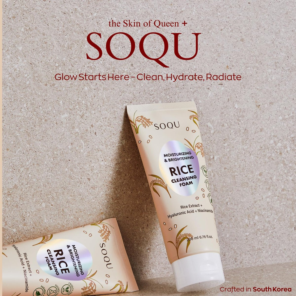 SOQU Rice Foam Cleanser with Niacinamide & Hyaluronic Acid – Gentle Korean Face Wash for Hydrating & Brightening – Made in Korea – 200ml - görsel 9