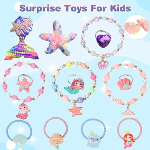 12-Piece Girls Bath Bombs with Toys Inside – Mermaid Princess Surprise Jewelry Set for Kids, Natural Fizzing Bath Fizzies, Birthday Gift or Stocking Stuffer Avelisse