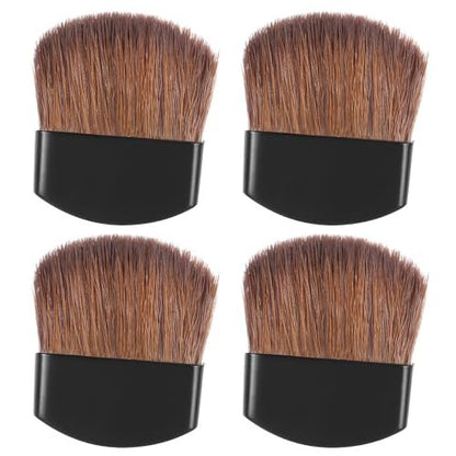 Mini Powder Blush Brush Set of 4 – Travel-Friendly Synthetic Makeup Brushes for Cheeks, Loose Powder, and Blush Application
