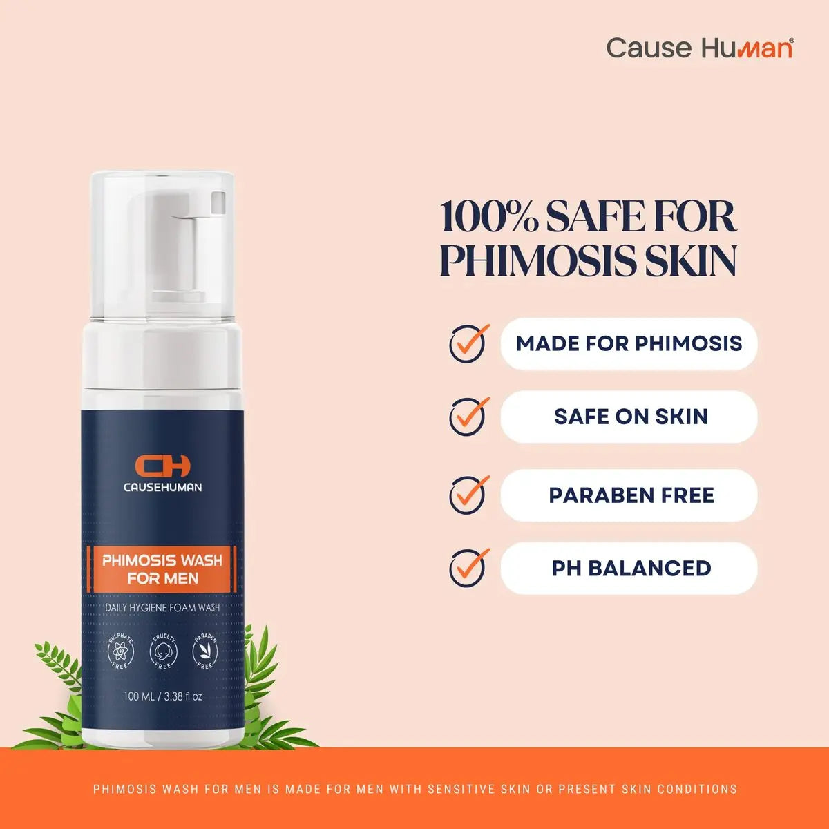 Cause Human PhimoTwinCare – Penile Heal Cream (100g) + Phimosis Wash for Men (100ml) | Daily Use Combo | Steroid-Free & Gentle on Sensitive Skin Avelisse