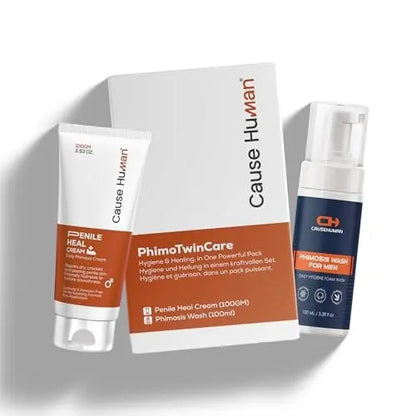 Cause Human PhimoTwinCare – Penile Heal Cream (100g) + Phimosis Wash for Men (100ml) | Daily Use Combo | Steroid-Free & Gentle on Sensitive Skin Avelisse