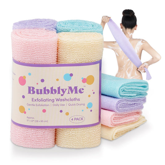 Korean Exfoliating Washcloths [4 Pack] – Daily Body Scrubber Towels for Shower, Back & Full-Body Use – Loofah Alternative, Quick-Drying Bath Cloths, Made in Korea Avelisse