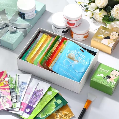 Viozakanry 96-Piece Face Mask Set with Hydrating Peel-Off Masks, Clay Masks, Under-Eye Patches, Mask Brush & Headband – Suitable for Sensitive Skin - görsel 10