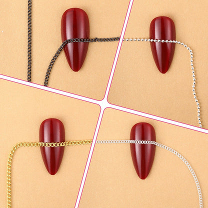 JIYIN 12 Strips Metal Nail Chain Charms - Gold, Silver, Gray 3D Nail Art Chains with Box for DIY Manicure