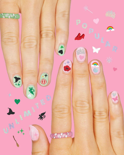 xo, Fetti Pink + Green Witch Nail Stickers - 604 pcs. | Birthday Decorations, Cute Girl Party Favor, Manicure Accessory, Kids Wizard Supplies