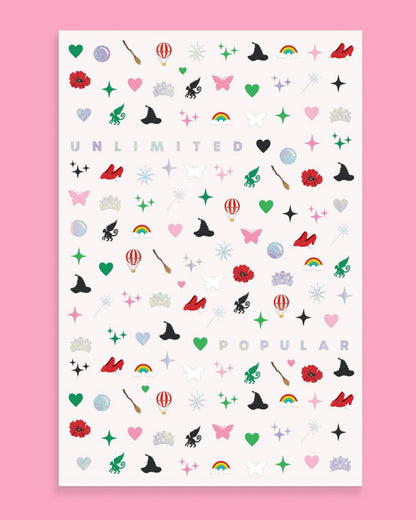 xo, Fetti Pink + Green Witch Nail Stickers - 604 pcs. | Birthday Decorations, Cute Girl Party Favor, Manicure Accessory, Kids Wizard Supplies