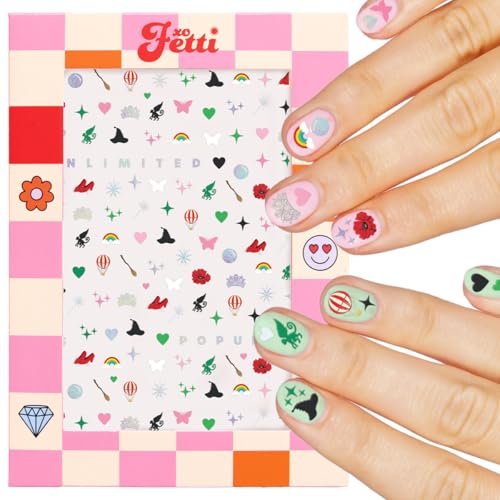 xo, Fetti Pink + Green Witch Nail Stickers - 604 pcs. | Birthday Decorations, Cute Girl Party Favor, Manicure Accessory, Kids Wizard Supplies - görsel 1