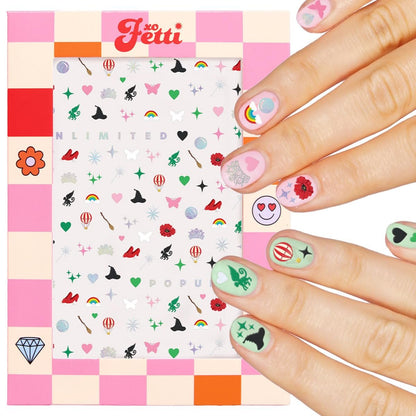 xo, Fetti Pink + Green Witch Nail Stickers - 604 pcs. | Birthday Decorations, Cute Girl Party Favor, Manicure Accessory, Kids Wizard Supplies