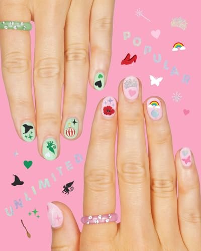 xo, Fetti Pink + Green Witch Nail Stickers - 604 pcs. | Birthday Decorations, Cute Girl Party Favor, Manicure Accessory, Kids Wizard Supplies
