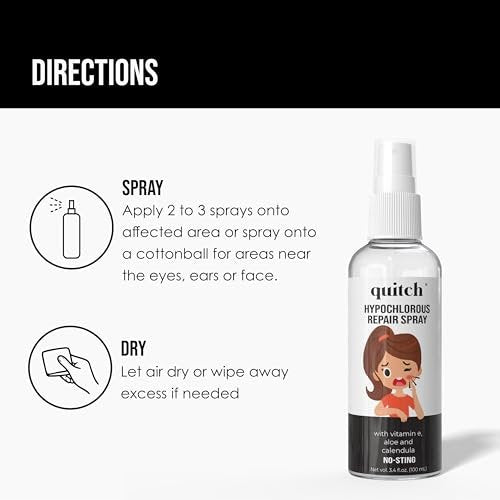 quitch Hypochlorous Acid Spray - Face & Body Acne Wash, Skin Repair, First Aid Cleanser, Travel Size 3.4 Fl Oz - görsel 14