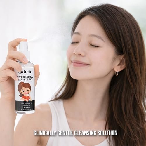 quitch Hypochlorous Acid Spray - Face & Body Acne Wash, Skin Repair, First Aid Cleanser, Travel Size 3.4 Fl Oz - görsel 12