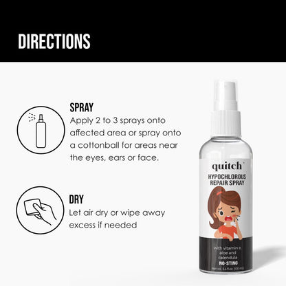 quitch Hypochlorous Acid Spray - Face & Body Acne Wash, Skin Repair, First Aid Cleanser, Travel Size 3.4 Fl Oz