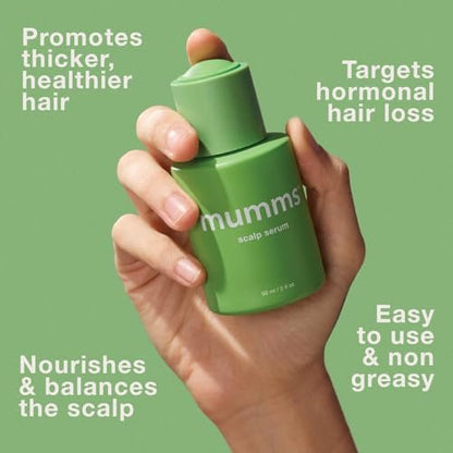mumms Scalp Serum – Hair Growth Treatment with Saw Palmetto & Ginger Root, 2 fl oz, Daily Use for Thicker, Fuller Hair Avelisse