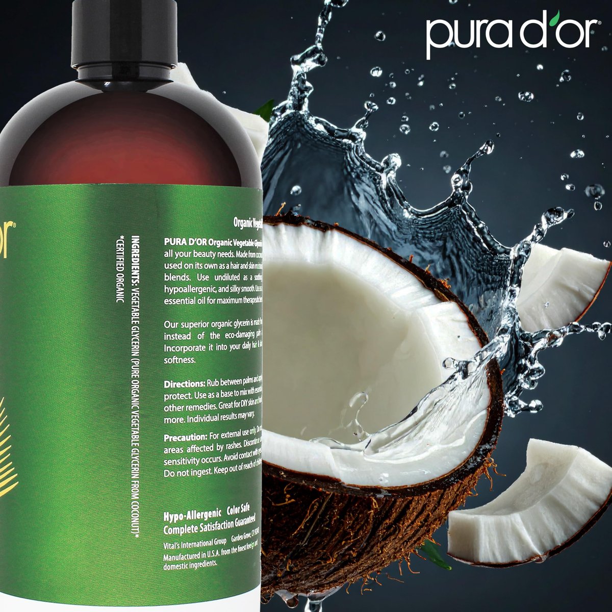 PURA D'OR 24 Oz Organic Vegetable Glycerin - Derived From Coconut - Clear & Odorless - 100% Pure Premium Grade, Non-GMO, Kosher, Vegan, Cold Pressed - DIY Skin Care Base for Hair & Body - görsel 7