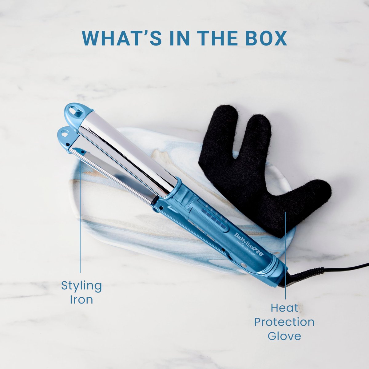 BaBylissPRO 1" Ultra-Sleek Stainless Steel Styling Iron – 3-in-1 Hair Straightener, Waver & Curling Tool with Nano Titanium | Blue Avelisse