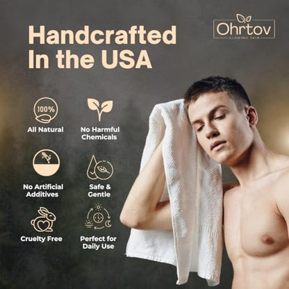 Ohrtov Pine Tar Soap Bar – Natural Face & Body Wash for Acne, Eczema, Psoriasis & Itch Relief with Activated Charcoal & Colloidal Oatmeal – 5 oz, Made in USA