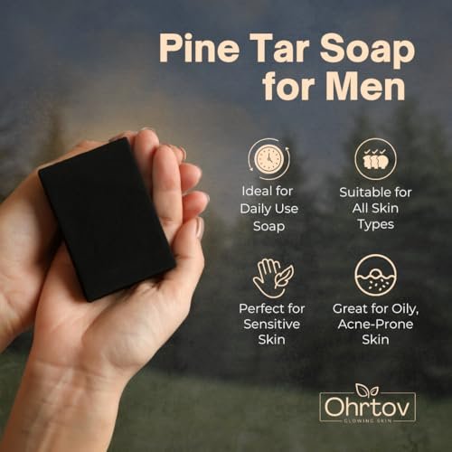 Ohrtov Pine Tar Soap Bar – Natural Face & Body Wash for Acne, Eczema, Psoriasis & Itch Relief with Activated Charcoal & Colloidal Oatmeal – 5 oz, Made in USA - görsel 10