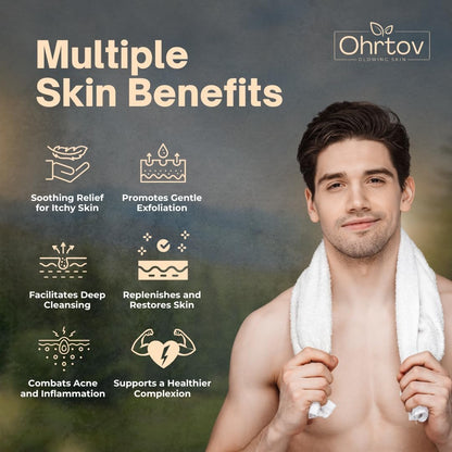 Ohrtov Pine Tar Soap Bar – Natural Face & Body Wash for Acne, Eczema, Psoriasis & Itch Relief with Activated Charcoal & Colloidal Oatmeal – 5 oz, Made in USA