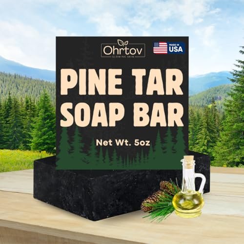 Ohrtov Pine Tar Soap Bar – Natural Face & Body Wash for Acne, Eczema, Psoriasis & Itch Relief with Activated Charcoal & Colloidal Oatmeal – 5 oz, Made in USA - görsel 16